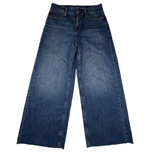 American Eagle Super High Rise Baggy Wide Leg Jeans Blue Size 4 X-Short Raw Hem
